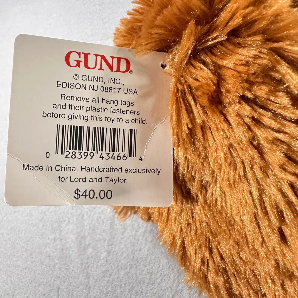 Vintage NWT GUND Lord & Taylor Labradoodle Plush Brown Dog Collar 12